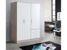 Kleiderschrank >Babbette< in Sandeiche Weiß - 144.6x200x60cm (BxHxT)