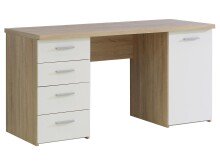 Schreibtisch >Balu< in Sonoma-Eiche Uni Weiß - 145x76,3x60cm (BxHxT)