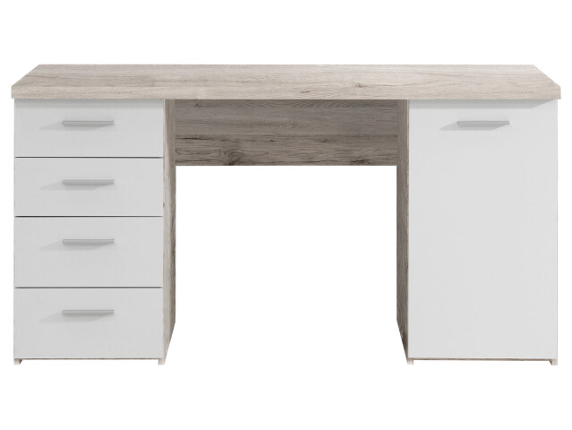 Schreibtisch >Balu< in Sandeiche Weiß matt - 145x76,3x60cm (BxHxT)