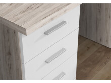 Schreibtisch >Balu< in Sandeiche Weiß matt - 145x76,3x60cm (BxHxT)