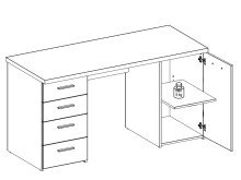 Schreibtisch >Balu< in Sandeiche Weiß matt - 145x76,3x60cm (BxHxT)