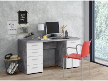 Schreibtisch >Balu< in Betonoptik Lichtgrau Weiß - 145x76,3x60cm (BxHxT)