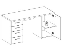 Schreibtisch >Balu< in Betonoptik Lichtgrau Weiß - 145x76,3x60cm (BxHxT)