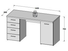 Schreibtisch >Balu< in Betonoptik Lichtgrau Weiß - 145x76,3x60cm (BxHxT)