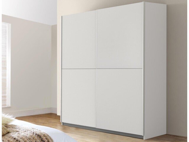 Schwebetürenschrank >Zorana< in Weiß - 170.3x190.5x61.2cm (BxHxT)