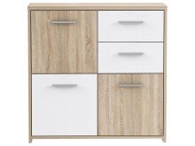 Kommode >Odessa< in Sonoma-Eiche Weiß - 77.2x77.5x29.6cm (BxHxT)