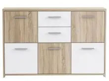 Sideboard >Odessa< in Sonoma-Eiche Weiß - 114.1x77.5x29.6cm (BxHxT)