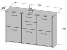 Sideboard >Odessa< in Sonoma-Eiche Weiß - 114.1x77.5x29.6cm (BxHxT)