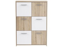 Kommode >Odessa< in Sonoma-Eiche Weiß - 77.2x112.7x29.6cm (BxHxT)