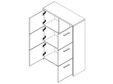 Kommode >Odessa< in Sonoma-Eiche Weiß - 77.2x112.7x29.6cm (BxHxT)