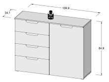 Kommode >Salinas I< in Weiß aus MDF - 109,9x84,9x34,1cm (BxHxT)