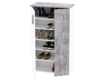 Schuhschrank >Gretna< in Weiß Betonoptik Lichtgrau - 68.9x120.4x36.3cm (BxHxT)