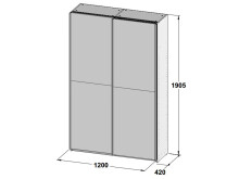 Schwebetürenschrank >Elene< in Weiß - 120x190.5x42cm (BxHxT)