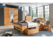 Bett >Manuel< in Kernbuche aus Massivholz - 88x215cm (HxT)