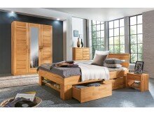 Bett >Manuel< in Kernbuche aus Massivholz - 185x88x215cm (BxHxT)