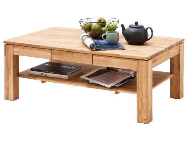 Couchtisch >Almeda< in Wildeiche geölt keilverzinkt - 115x70x46 (BxHxT)