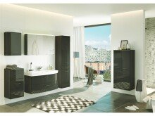 Hängeschrank >Graphit< in Grau/Hochglanz aus MDF - 40x64x20cm (BxHxT)