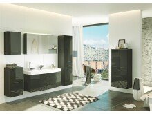 Hängeschrank >Graphit< in Grau/Hochglanz aus MDF - 40x64x20cm (BxHxT)