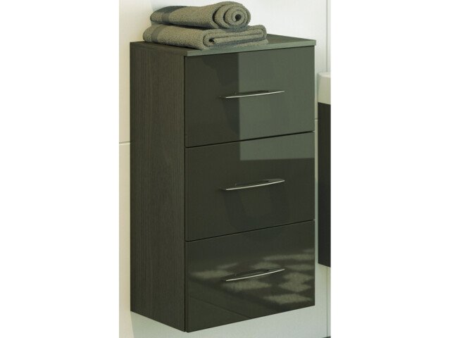 Auszugsunterschrank >Graphit< in Grau/Hochglanz aus MDF - 40x79x35cm (BxHxT)