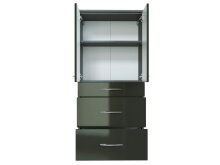 Midischrank >Graphit< in Grau/Hochglanz aus MDF - 60x130x35cm (BxHxT)