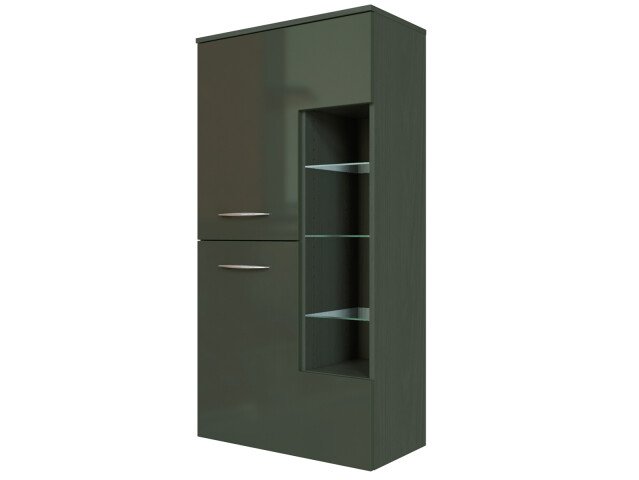 Midischrank >Graphit< in Grau/Hochglanz aus MDF - 65x130x35cm (BxHxT)