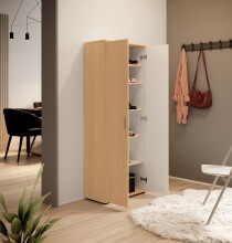 Schuhschrank >Nolana< in Buche - 70x176x34cm (BxHxT)
