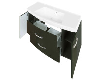 Waschtisch-Set >Graphit< in Grau-Hochglanz aus MDF - 120x54x47cm (BxHxT)