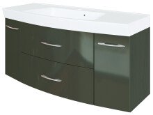 Waschtisch-Set >Graphit< in Grau-Hochglanz aus MDF - 120x54x47cm (BxHxT)