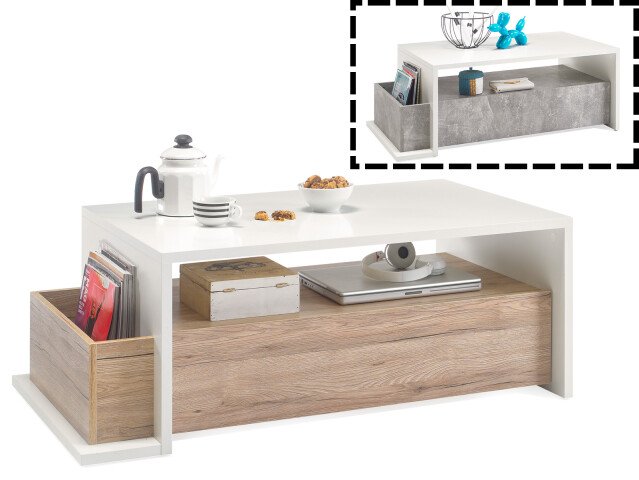 Couchtisch >News I< in Weiß - 110x41x60cm (BxHxT)