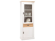 Vitrine >Briana< in New White aus MDF - 76x205x40cm (BxHxT)