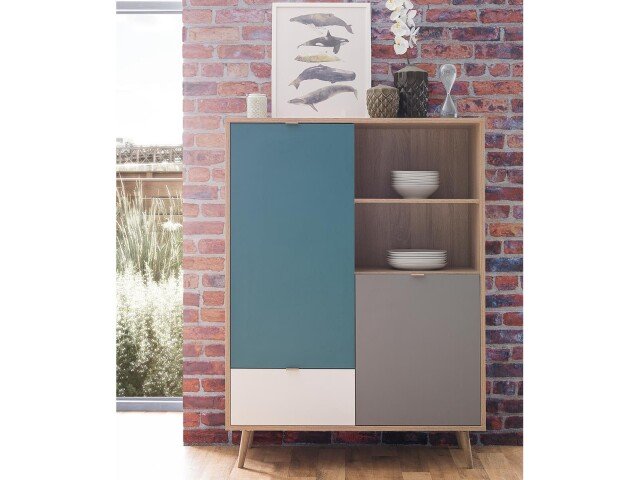 Highboard >Visby< in Sonoma-Eiche - 103x138x40cm (BxHxT)