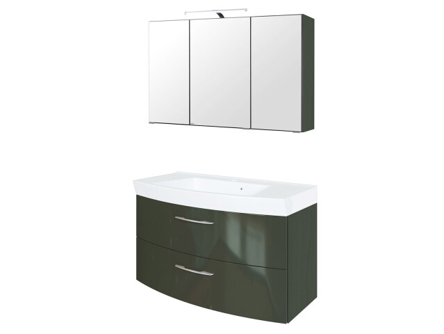 Badezimmer-Set >Graphit< in graphitgrau Grau-Hochglanz - 100x54x47cm (BxHxT)