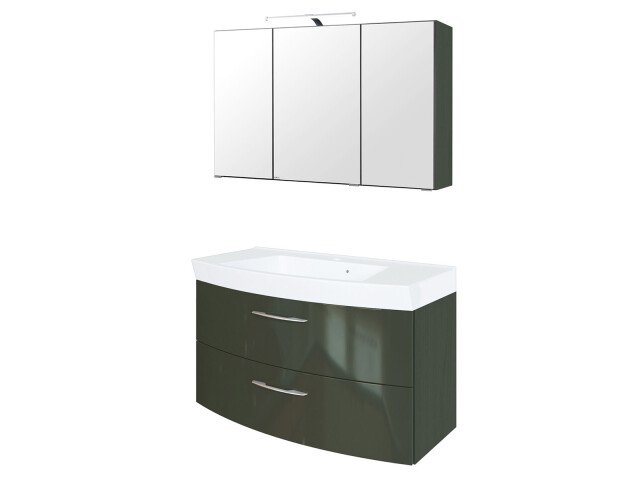 Badezimmer-Set >Graphit< in graphitgrau Grau-Hochglanz - 100x54x47cm (BxHxT)