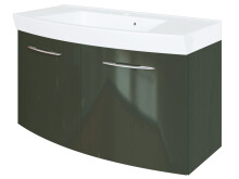 Badezimmer-Set >Graphit< in graphitgrau Grau-Hochglanz - 100x54x47cm (BxHxT)
