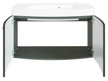 Badezimmer-Set >Graphit< in graphitgrau Grau-Hochglanz - 100x54x47cm (BxHxT)