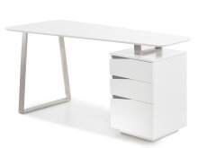 Schreibtisch >Tartu< in Weiß matt lackiert aus MDF - 150x76x67cm (BxHxT)