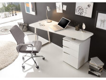 Schreibtisch >Tartu< in Weiß matt lackiert aus MDF - 150x76x67cm (BxHxT)