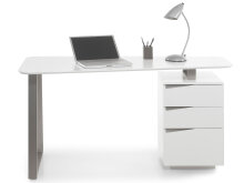 Schreibtisch >Tartu< in Weiß matt lackiert aus MDF - 150x76x67cm (BxHxT)