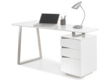 Schreibtisch >Tartu< in Weiß matt lackiert aus MDF - 150x76x67cm (BxHxT)