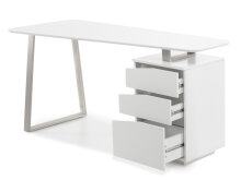Schreibtisch >Tartu< in Weiß matt lackiert aus MDF - 150x76x67cm (BxHxT)