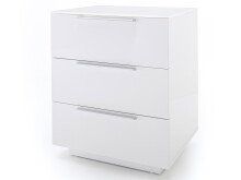 Nachtkonsole >Newark< in Weiß-Hochglanz lackiert aus Glas - 50x60x40cm (BxHxT)