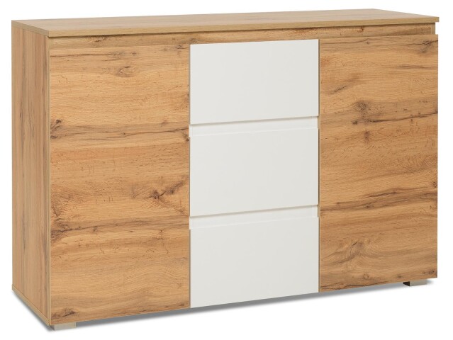 Kommode >Ravenna< in Honig Eiche Weiß - 120x80x40cm (BxHxT)