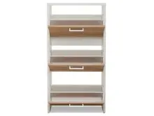 Schuhkipper >Filton< in Weiß Eiche - 61x115x25cm (BxHxT)