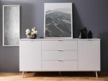 Sideboard >Dalarna< in Weiß aus Metall - 180x87x40cm (BxHxT)