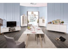 Highboard >Dalarna< in Weiß aus Metall - 100x140x40cm (BxHxT)