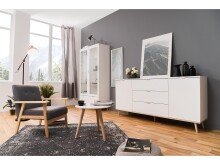 Vitrine >Dalarna< in Weiß aus Metall - 100x185x40cm (BxHxT)