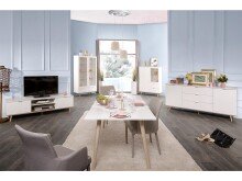 Vitrine >Dalarna< in Weiß aus Metall - 100x185x40cm (BxHxT)