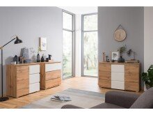 Kommode >Ravenna< in Honig-Eiche Weiß - 80x80x45cm (BxHxT)