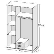 Kleiderschrank >Kitty II< in Sonoma-Eiche - 120x197x53cm (BxHxT)