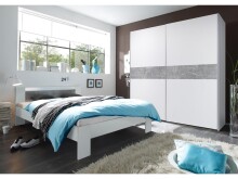 Schwebetürenschrank >Noni< in Weiß - 170x195x60cm (BxHxT)